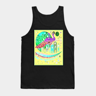 Peacocks In Town Abstract Surreal Psychedelic Print Tank Top